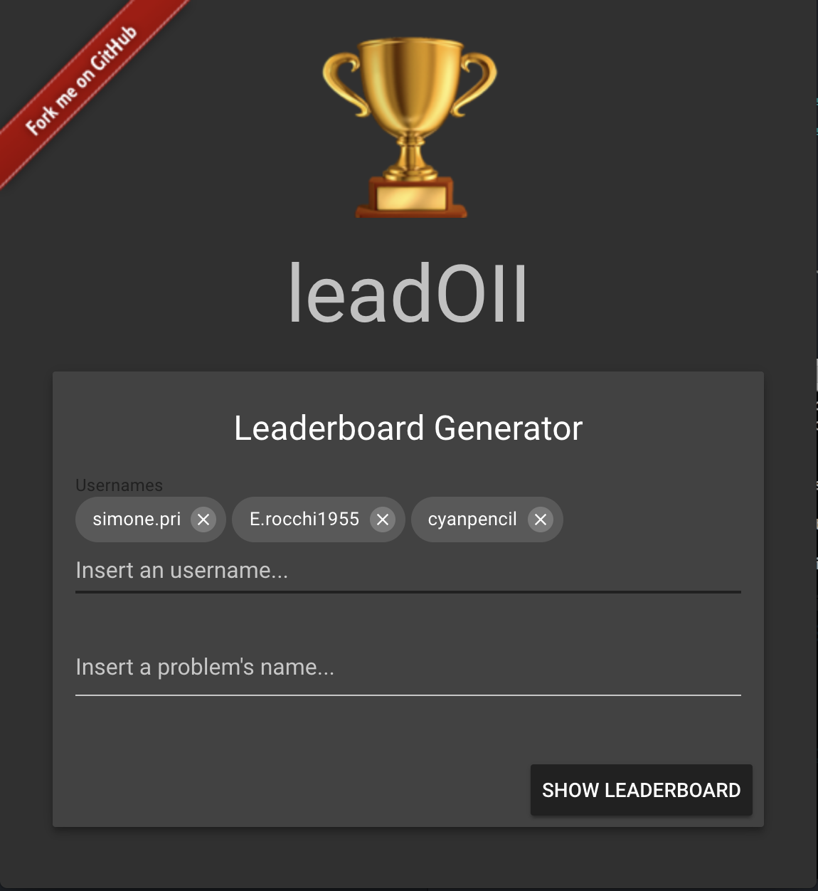 Leaderboard Generator for the Italian Olympiads of Informatics Training Platform