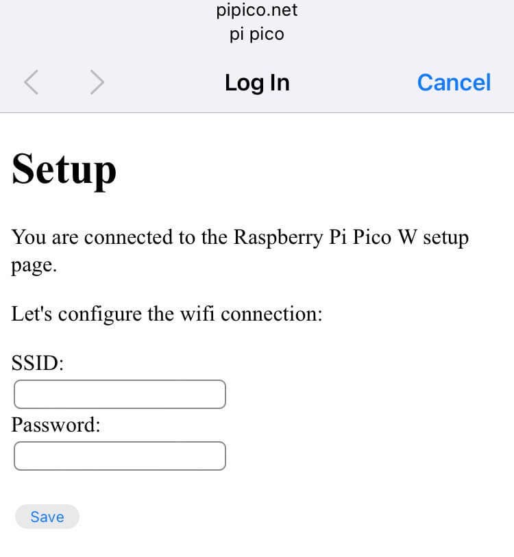 Wifi setup page