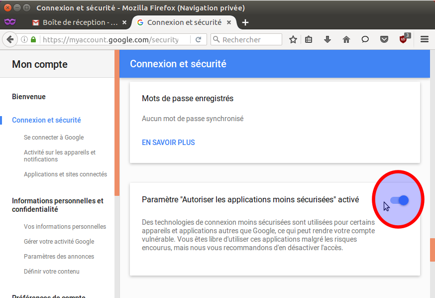 Connexion et sécurité du compte Google