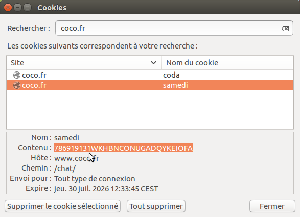 Le cookie samedi