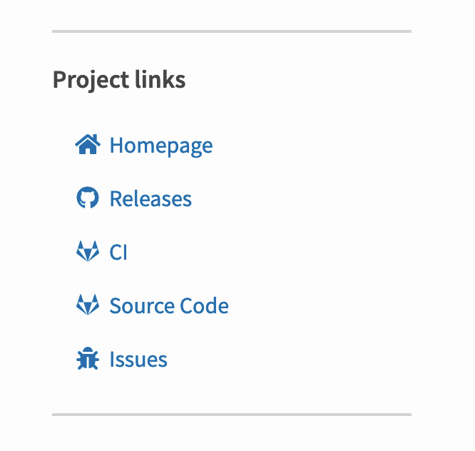 Project links on PyPI