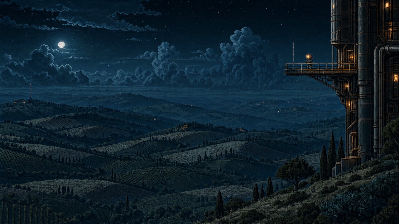 Rolling hills — Night
