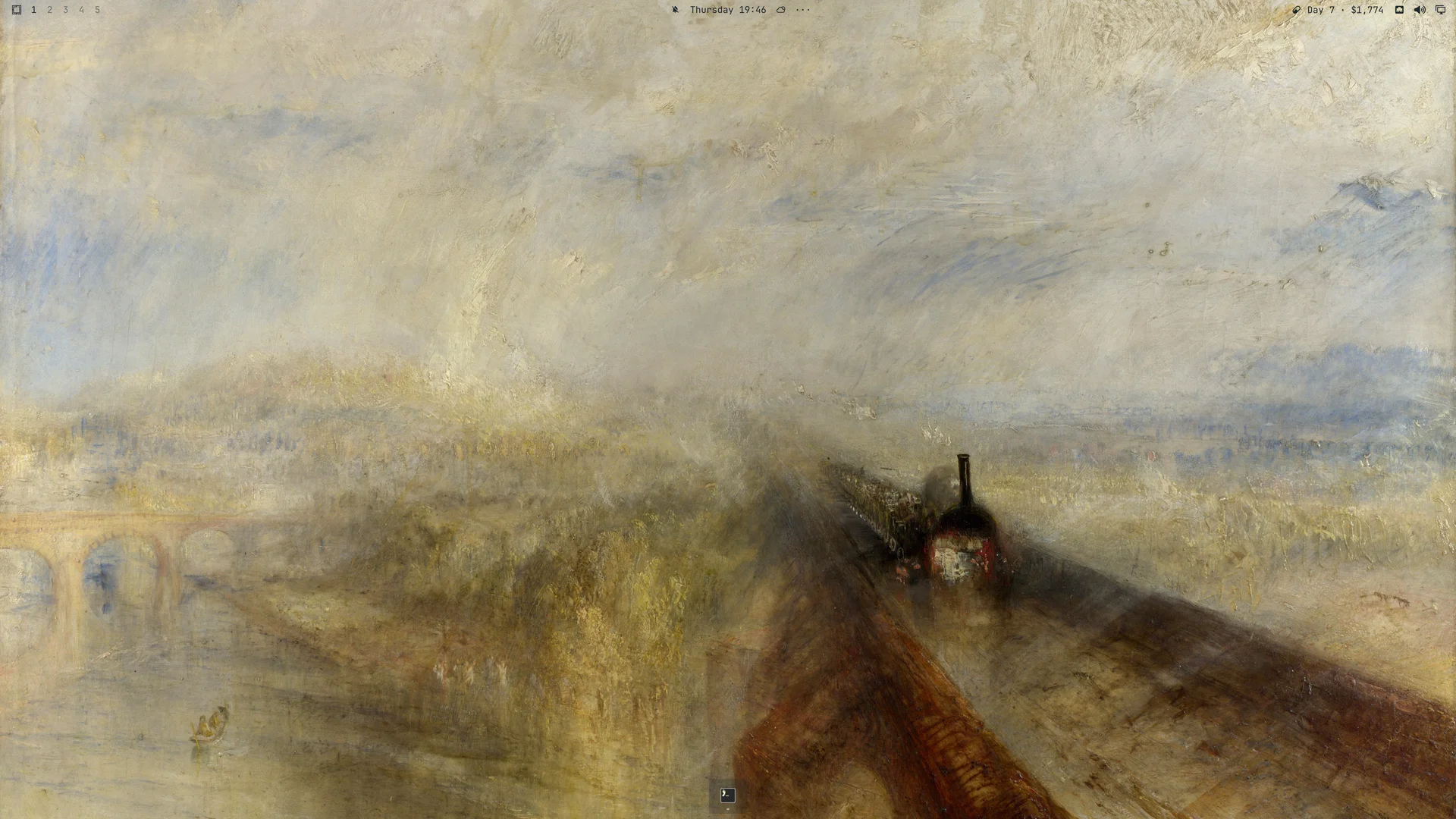 Turner desktop with Rain, Steam and Speed