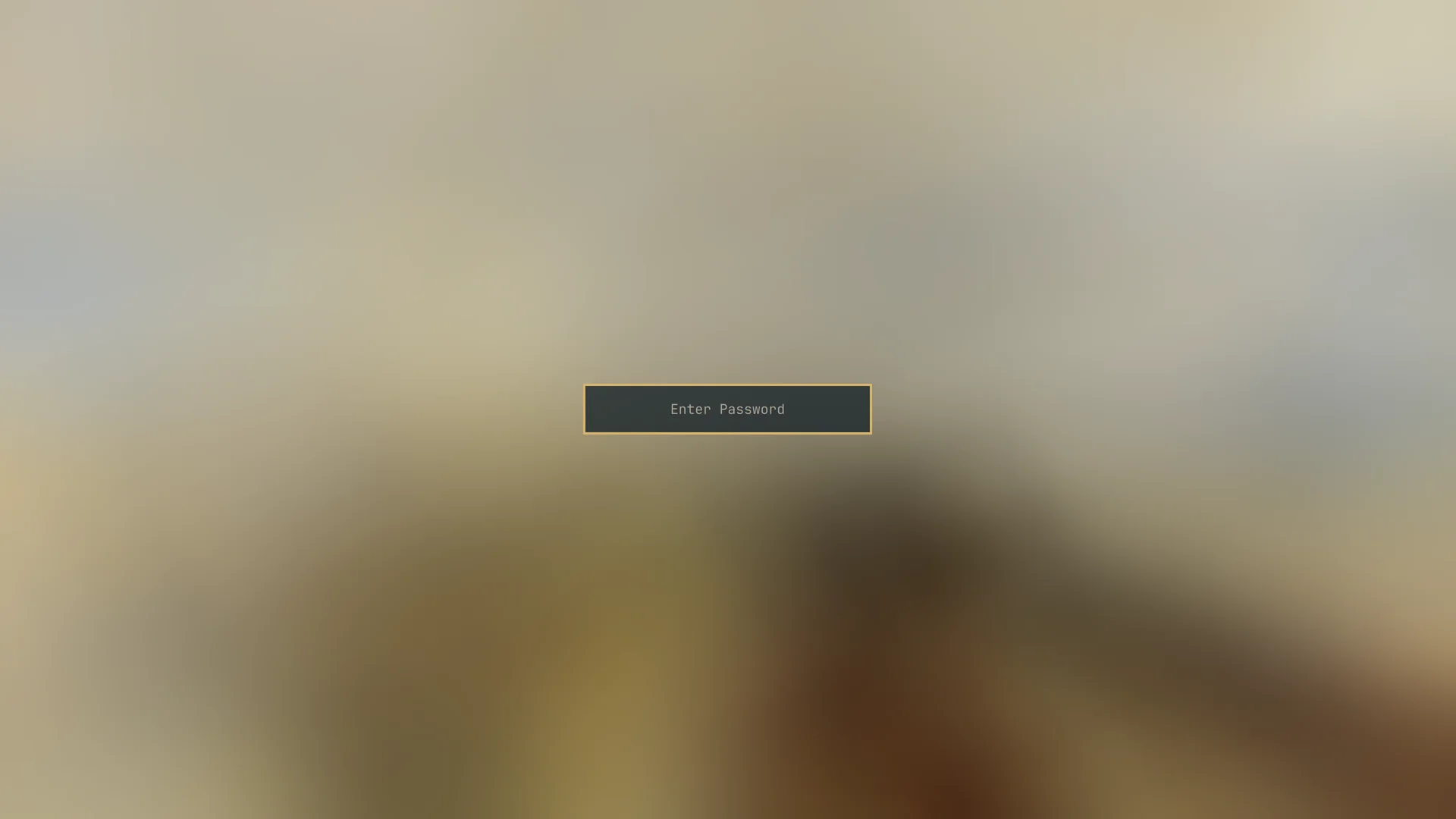 Turner lock screen with a blurred painting and gold password-field border
