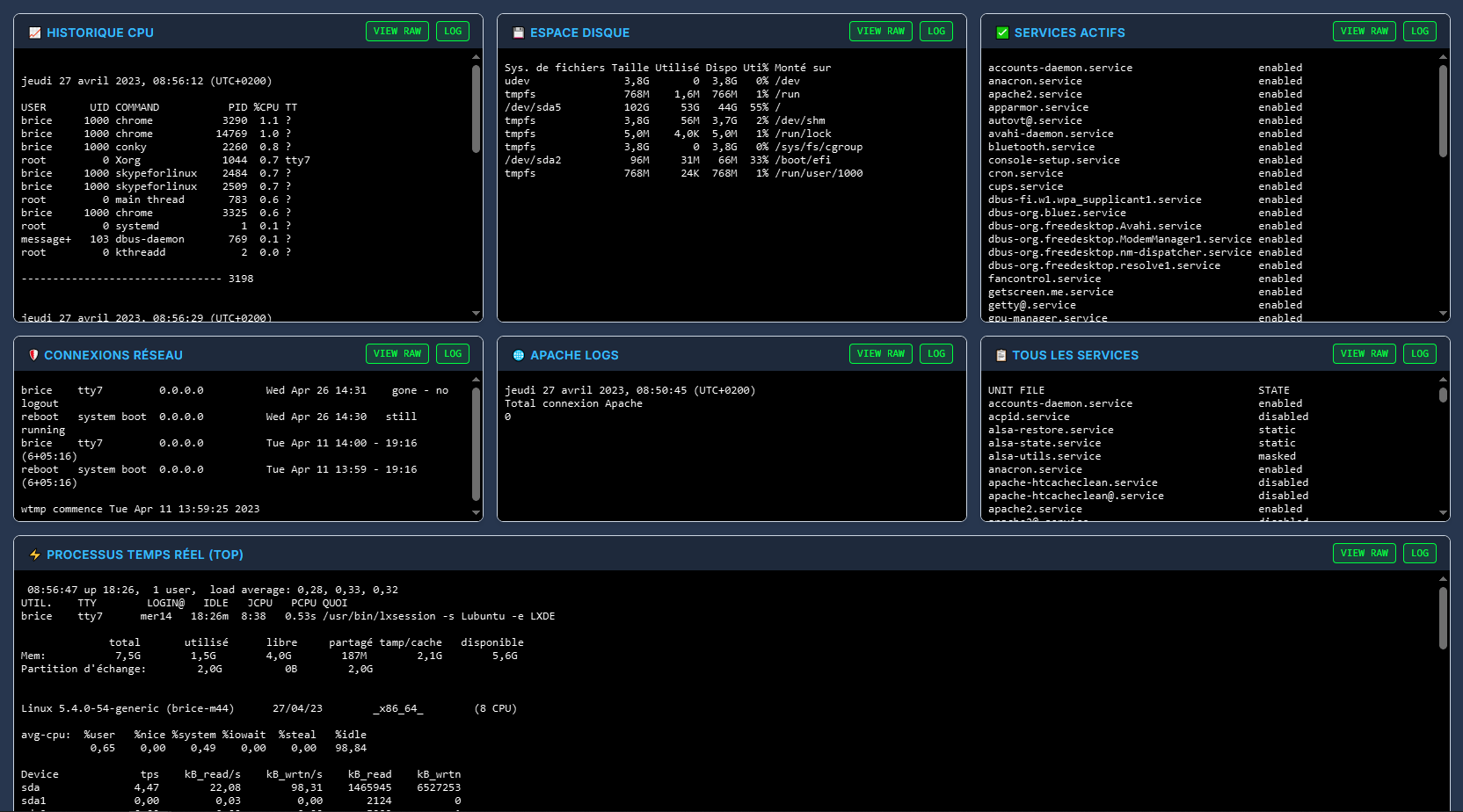Capture d'écran Monitux