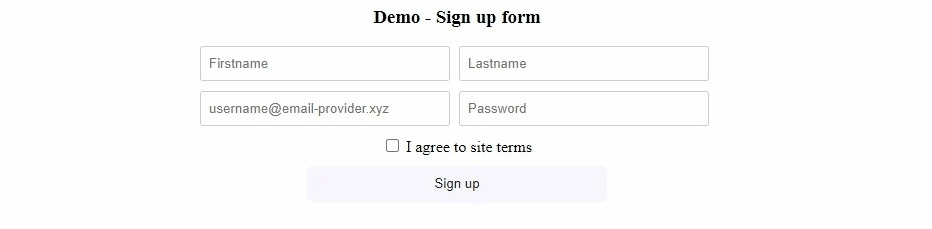 smart-form-validator Demo - Sign up form