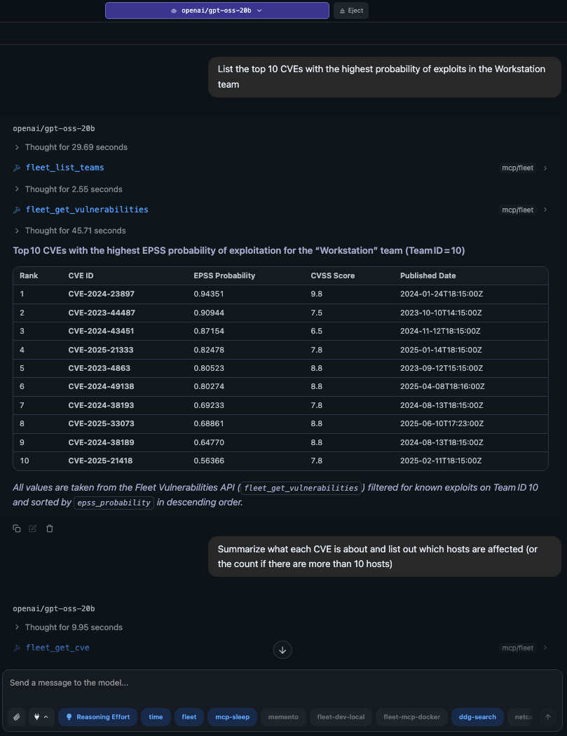 Fleet MCP Demo - Querying host information and running live queries