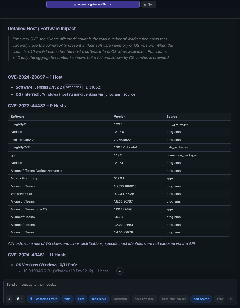 Fleet MCP Demo - Software inventory and vulnerability tracking