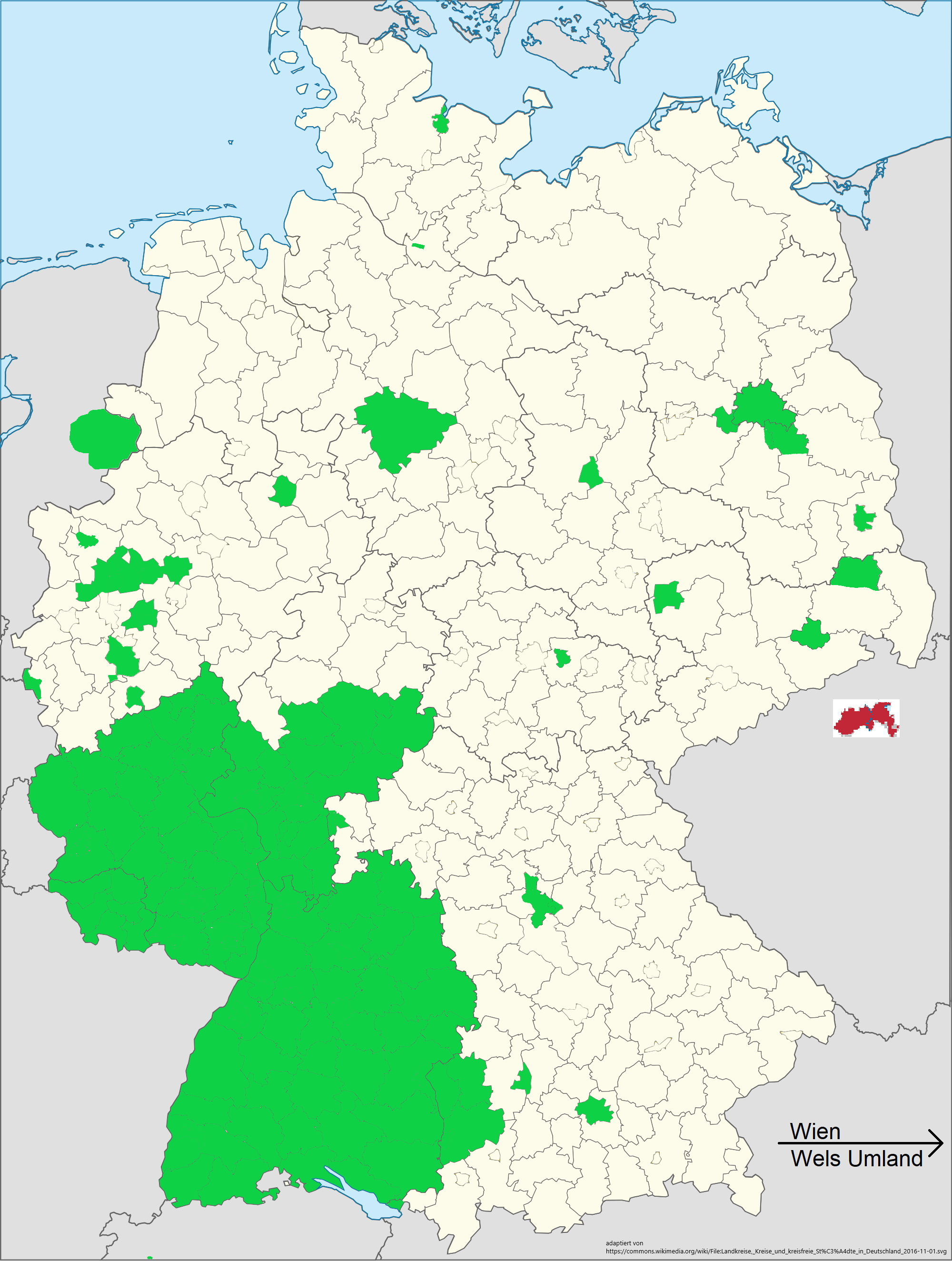 Karte der aktuellen SimRa Partnerregionen in Deutschland