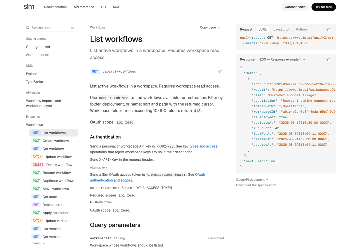 API reference