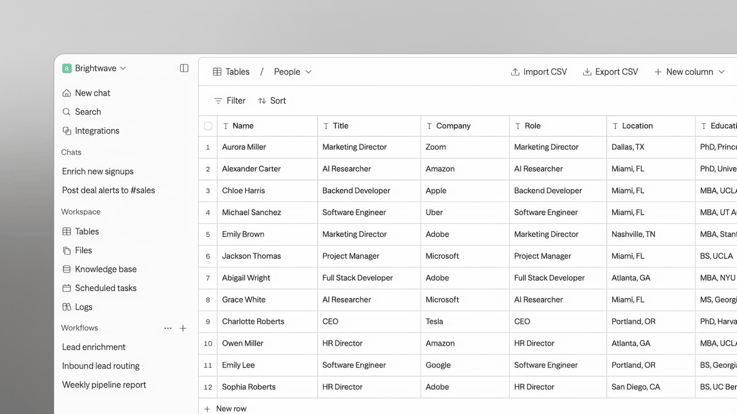 Tables in Sim — structured data your agents can query