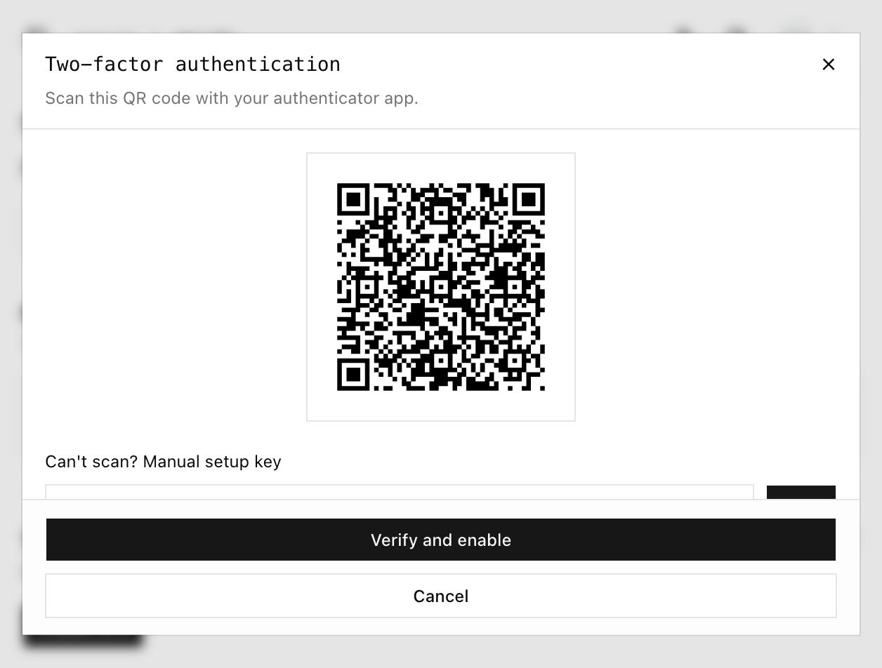 Setup dialog with QR
