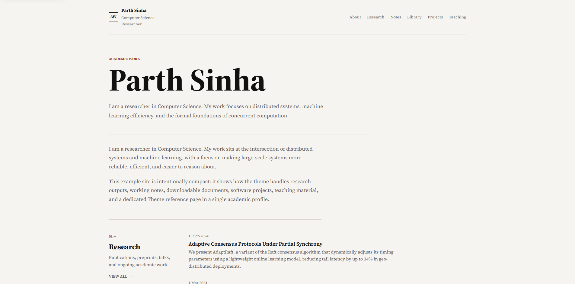 Academic Work home page