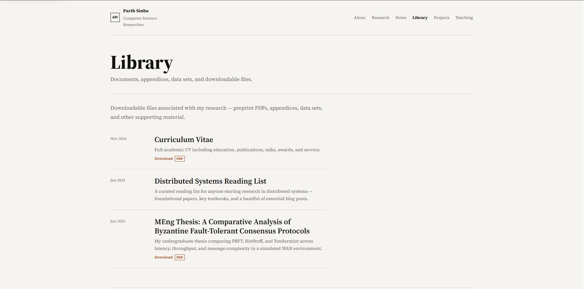 Library page