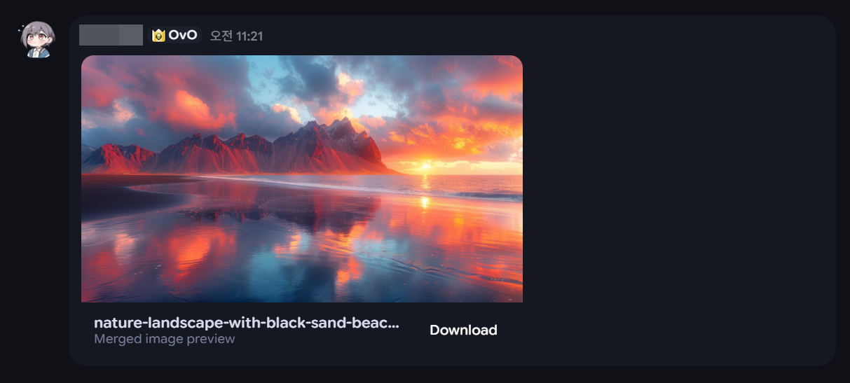 Merged image preview card