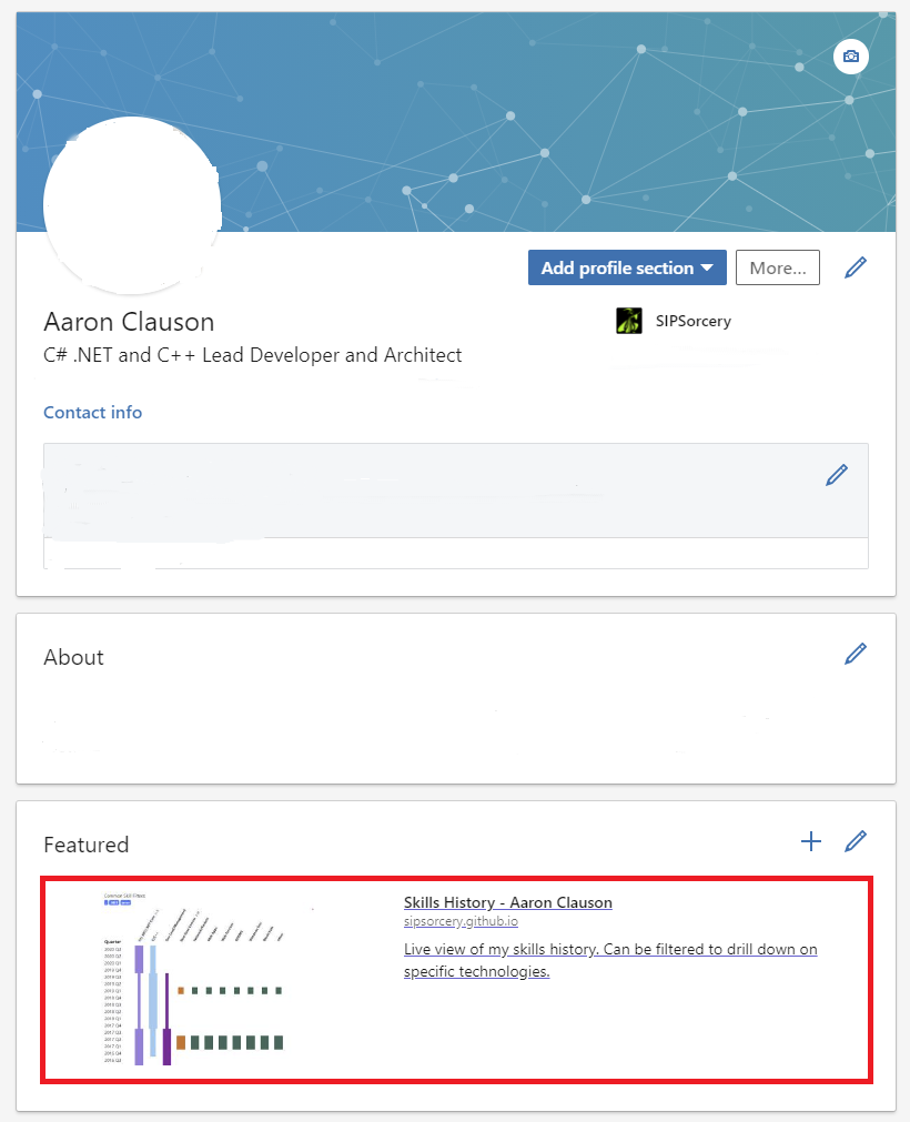 Linkedin Profile with Skills History Chart