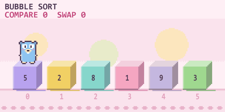 Bubble sort in GopherViz