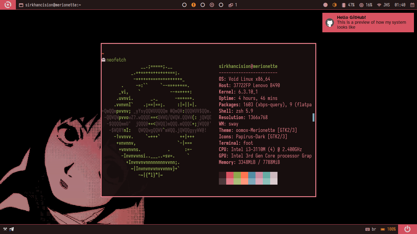 laptop + dunst + terminal