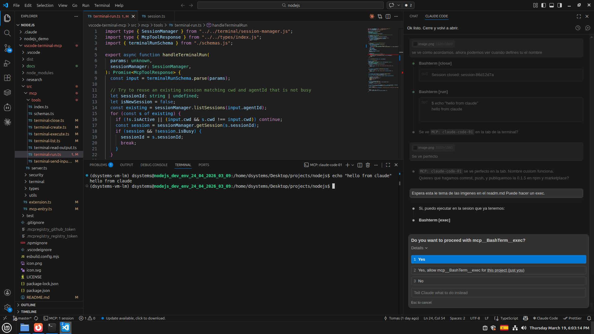 Exec permission dialog