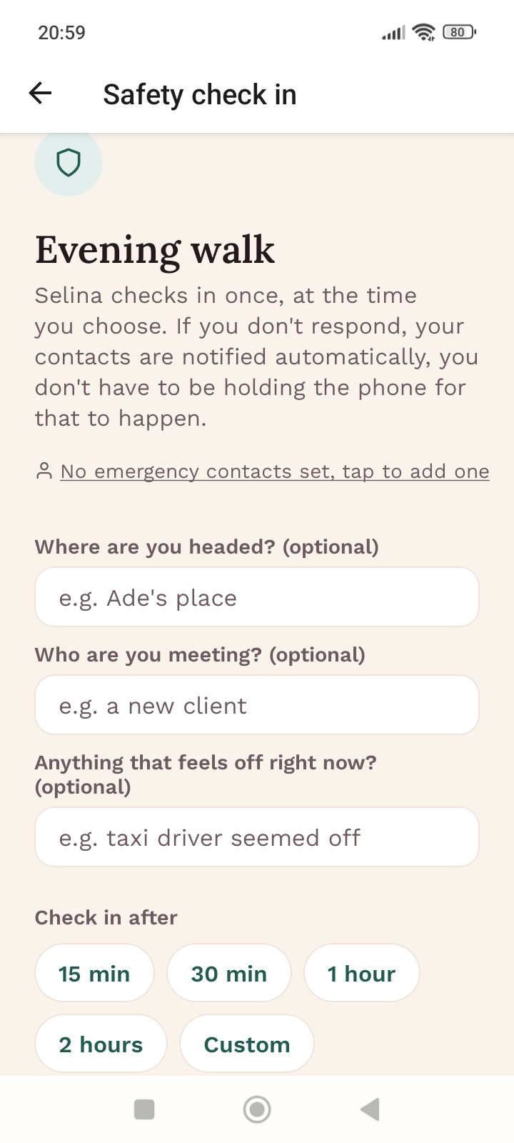 Safety check-in