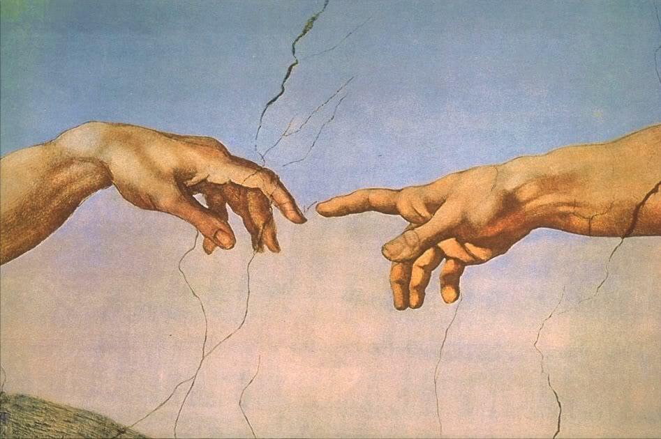 The Creation of Adam — two hands nearly touching, a spark between them