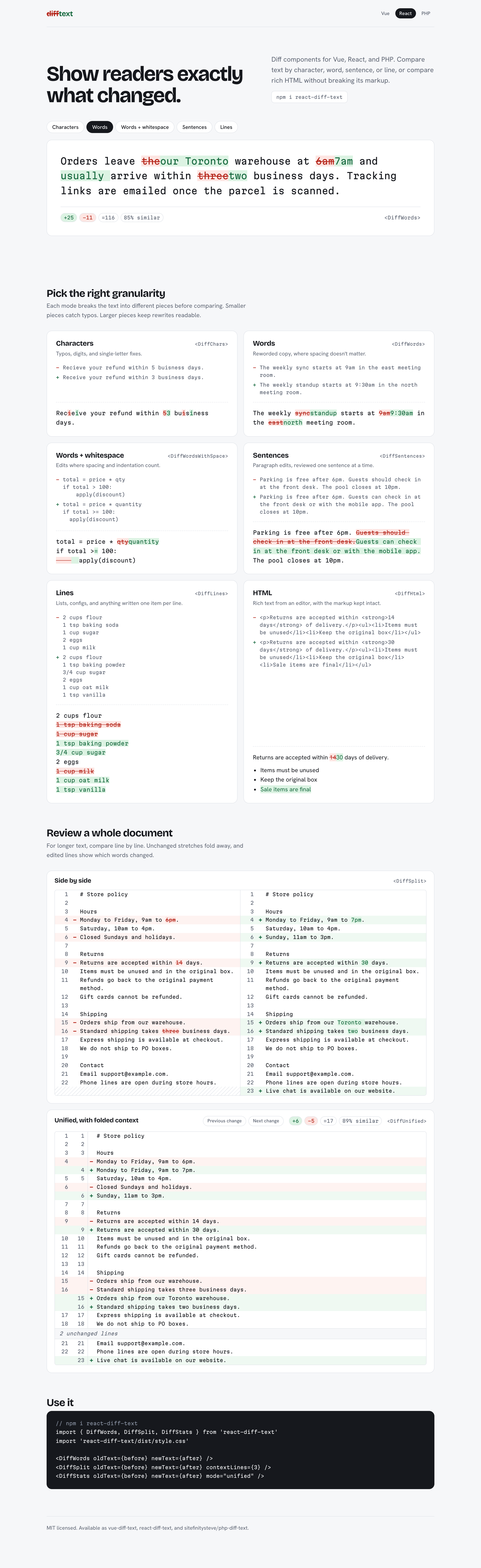 react-diff-text demo page