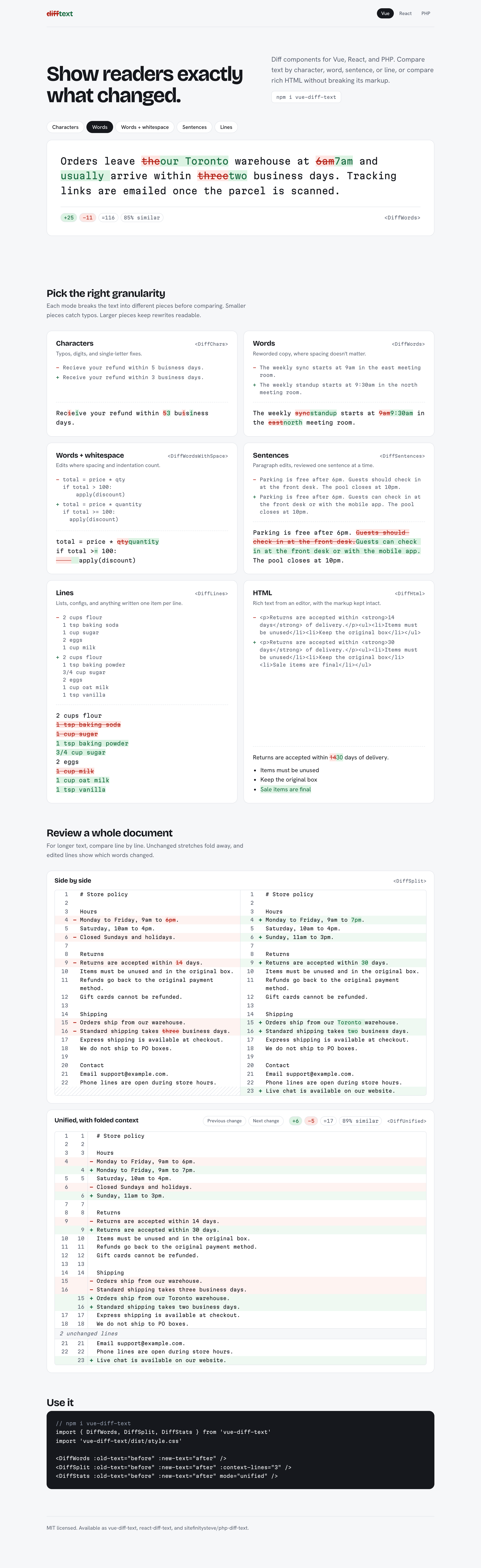 vue-diff-text demo page