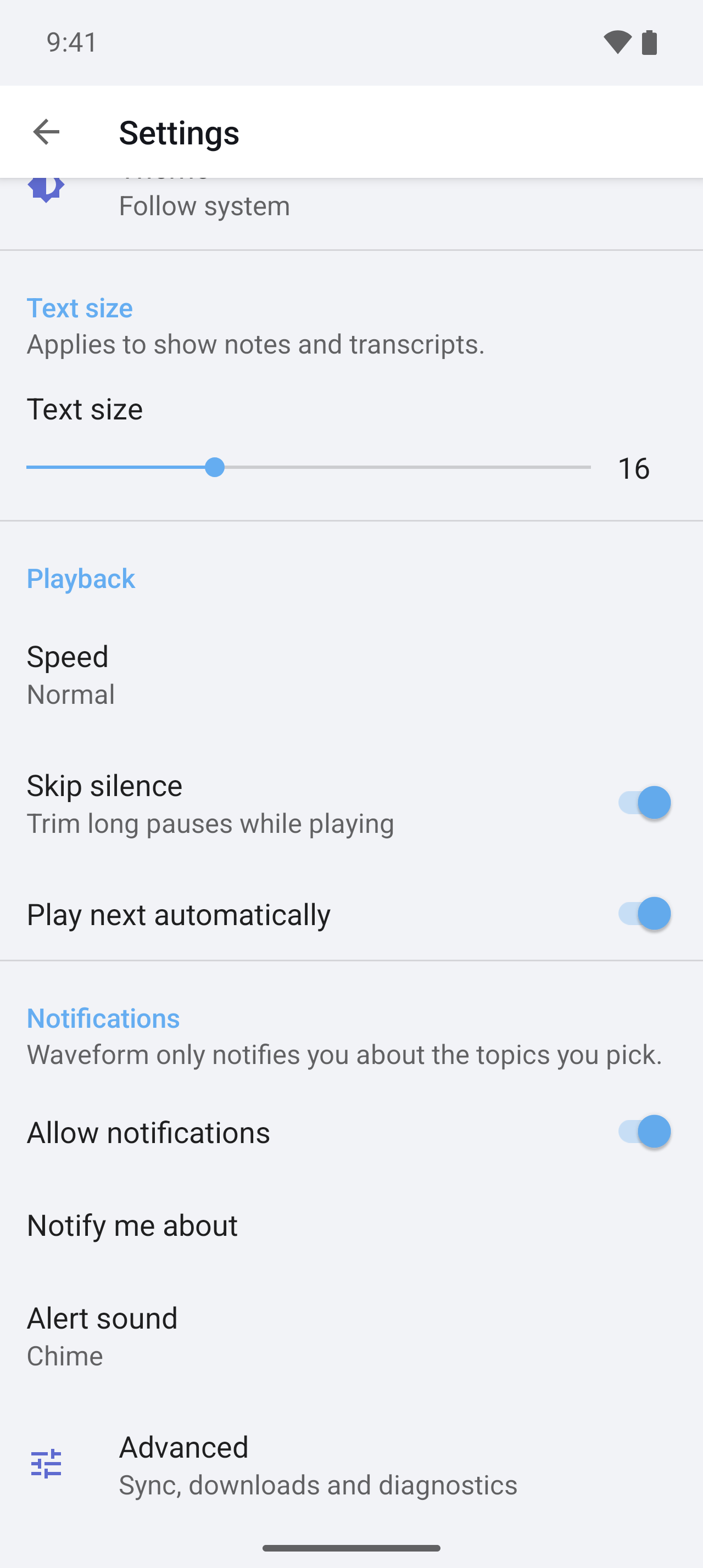 Android preference screen, continued