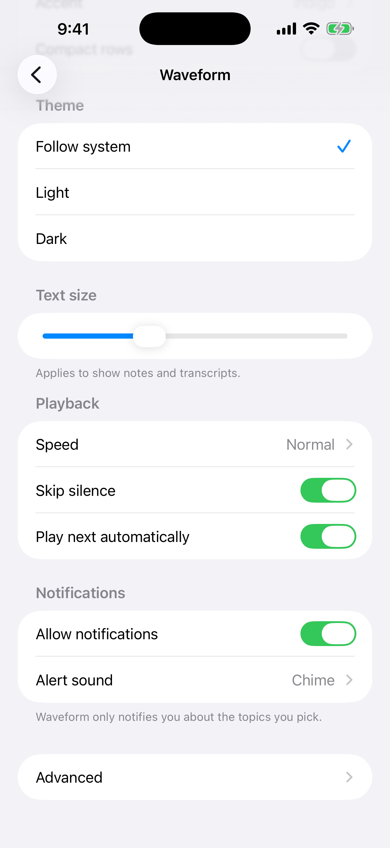 iOS settings, continued