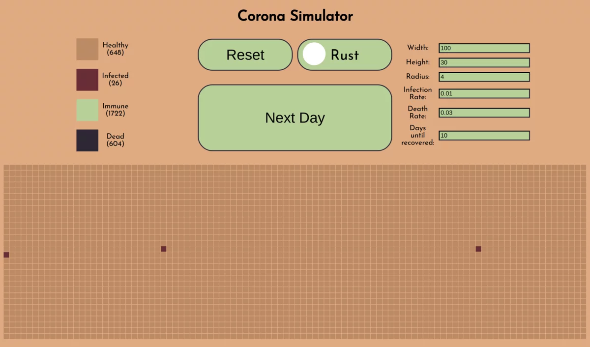 Demonstration of app: Infection spreading from cell to cell