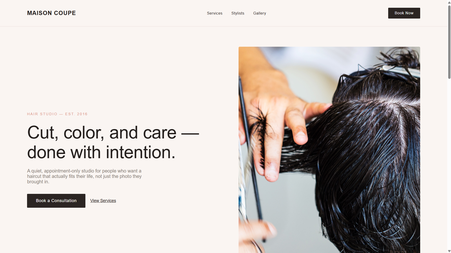 Maison Coupe hair studio website