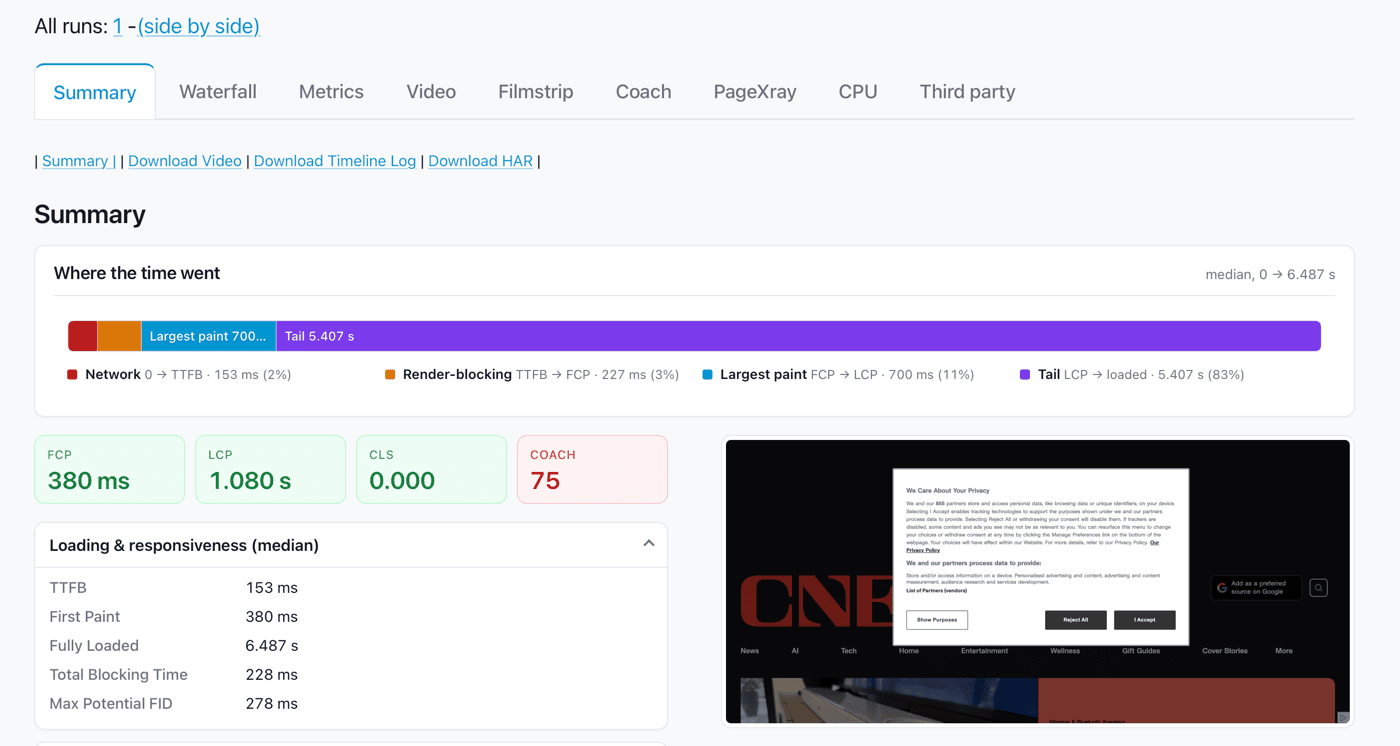 The redesigned summary tab