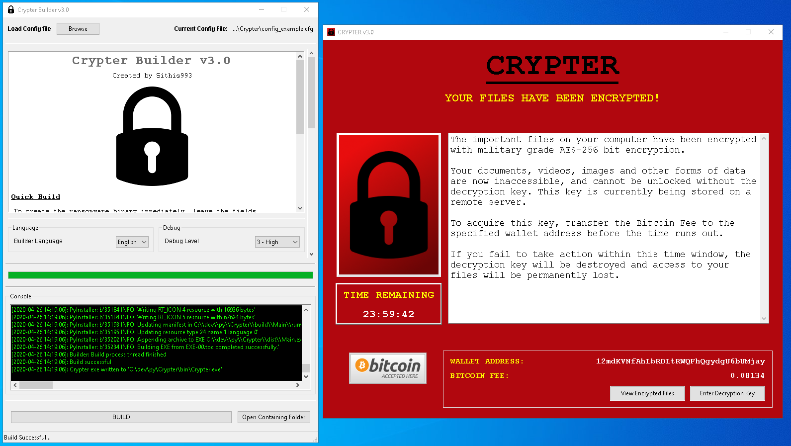 Crypter Builder and Ransomware Example