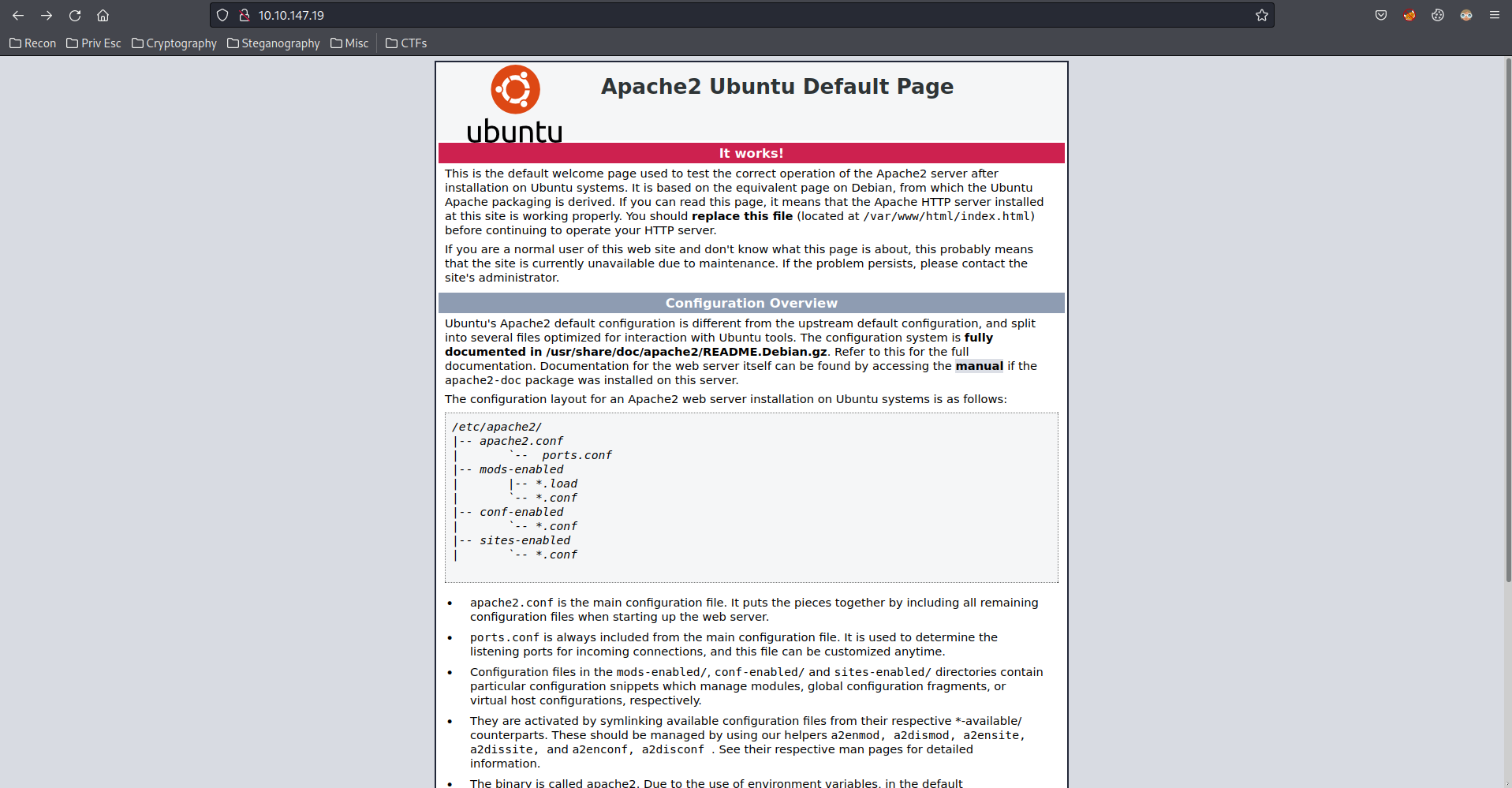 default Apache home page