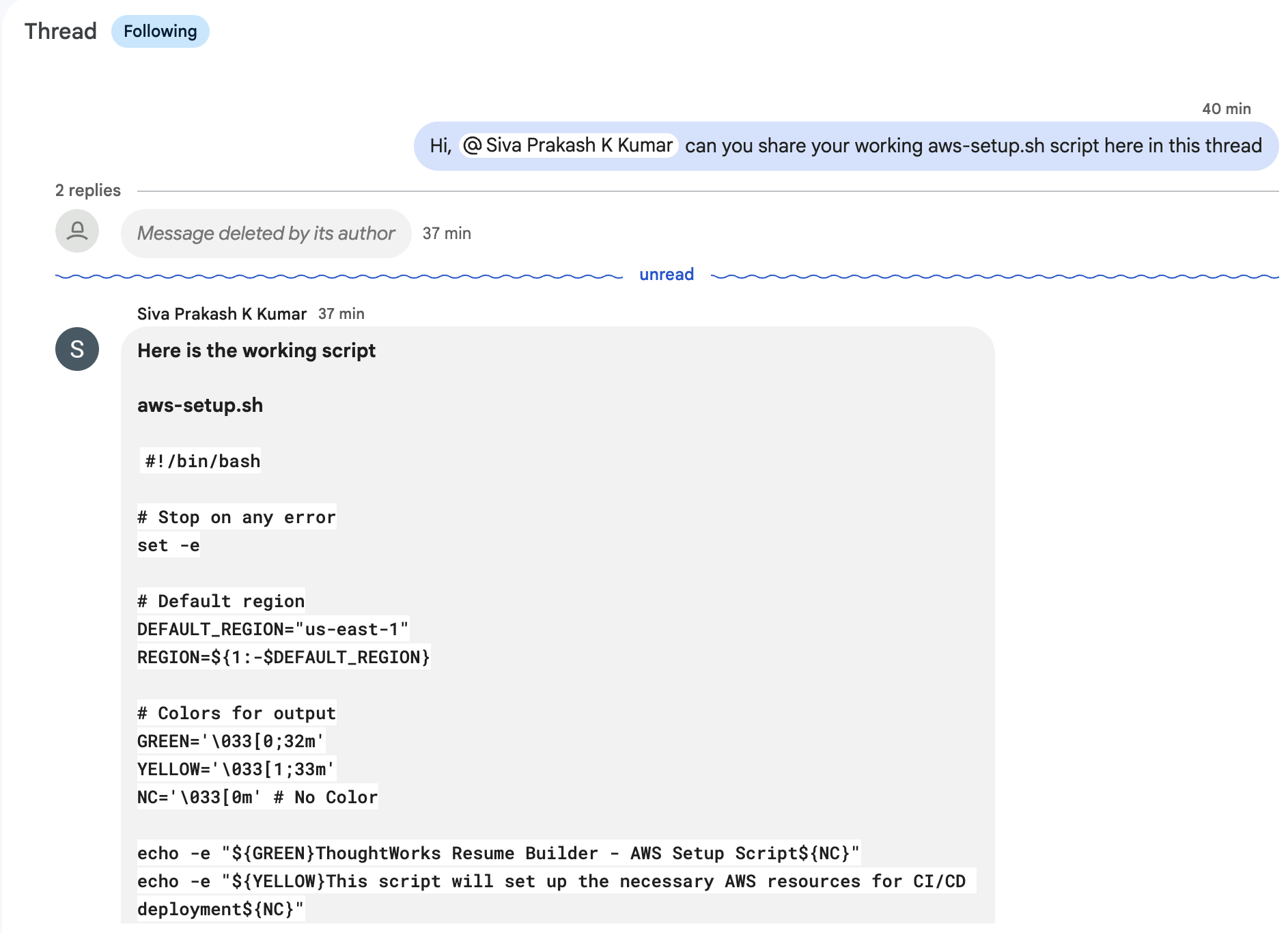 Scene 8: Requesting AWS Setup Script