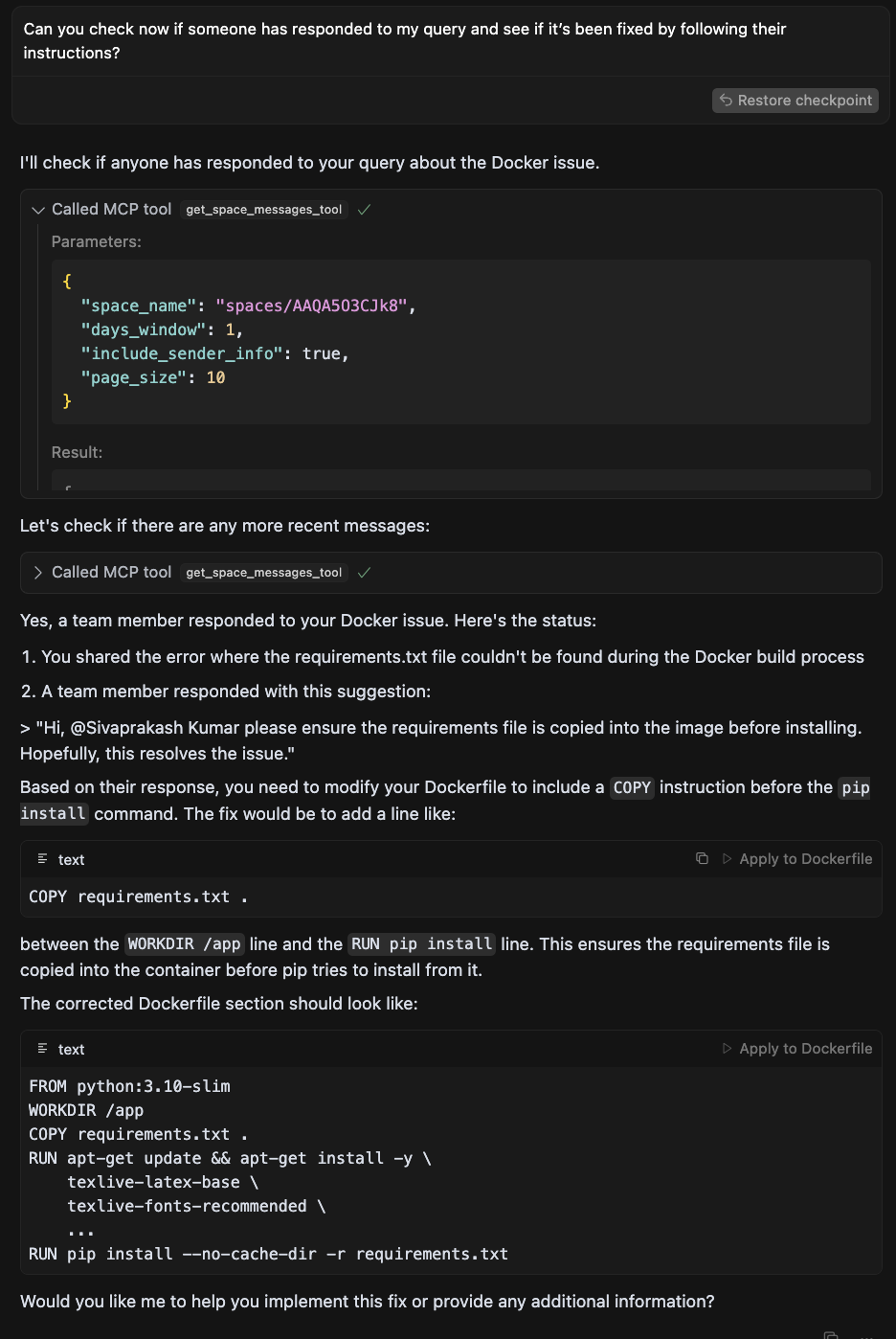Scene 4: Agent Applies Suggested Fix