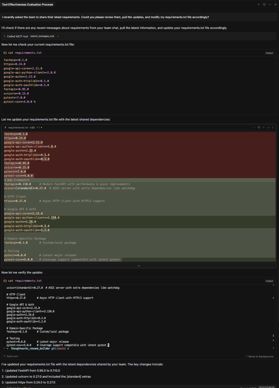 Scene 7: Syncing requirements.txt
