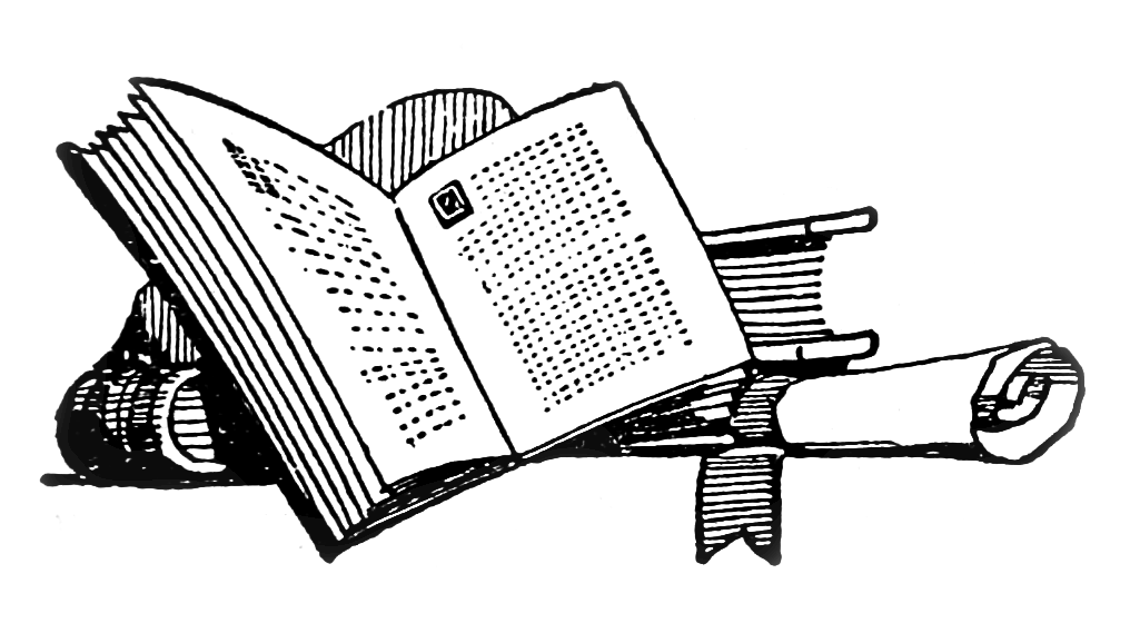 Drawing of a book with a diploma