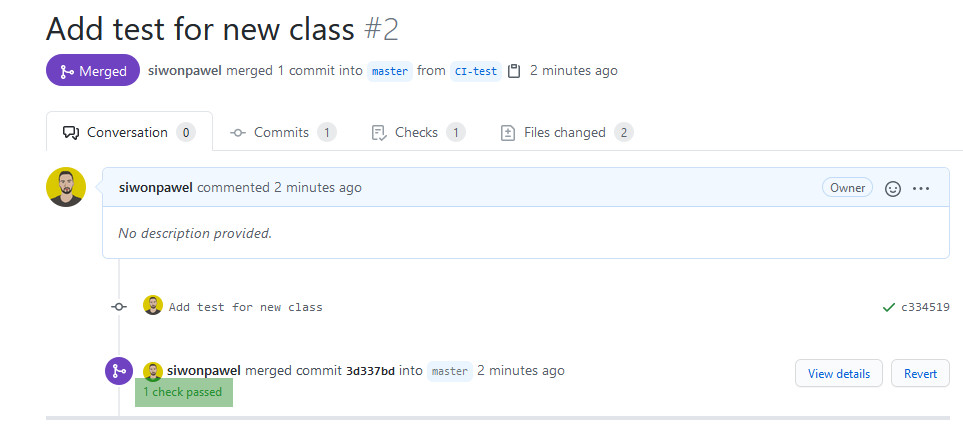 Successful testing on merge