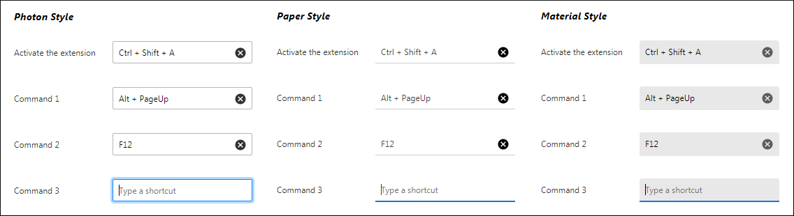 WebExtensions Commands UI