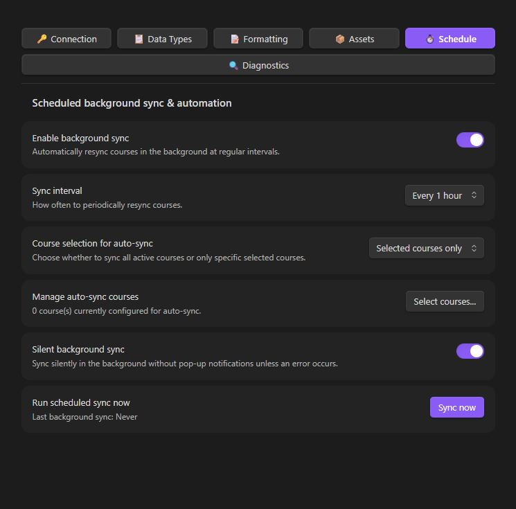 Scheduled Sync Settings