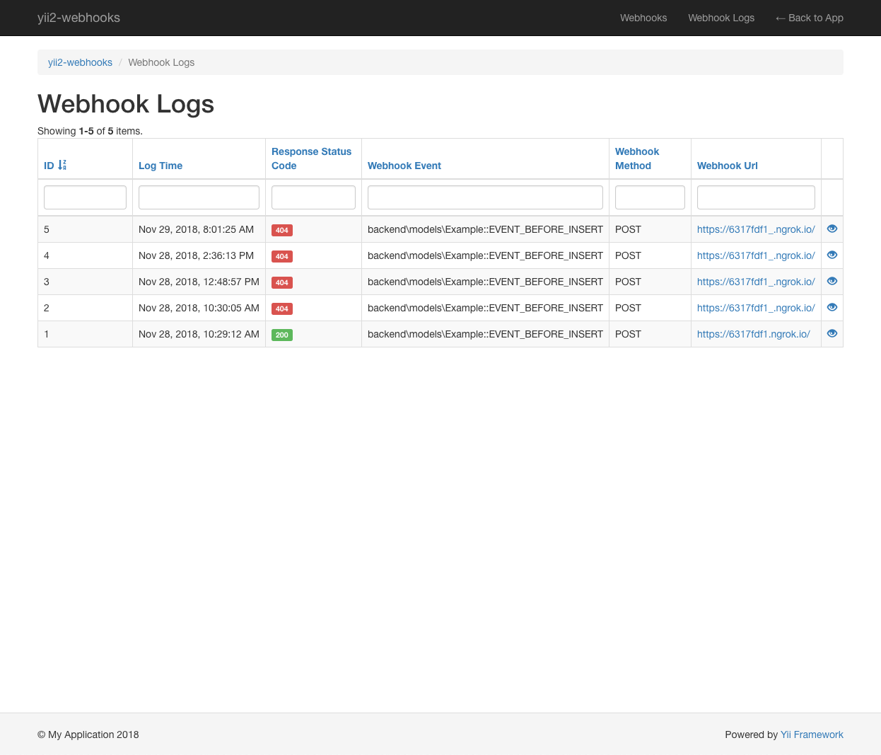 Image of webhook-log index page