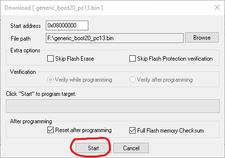 ST-LINK Software Program Start