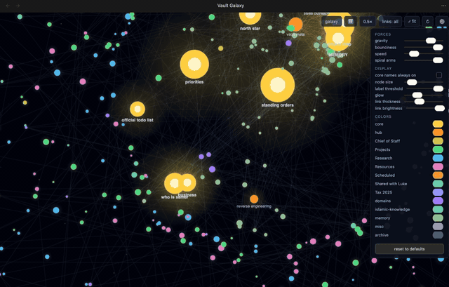 Vault Galaxy running in Obsidian