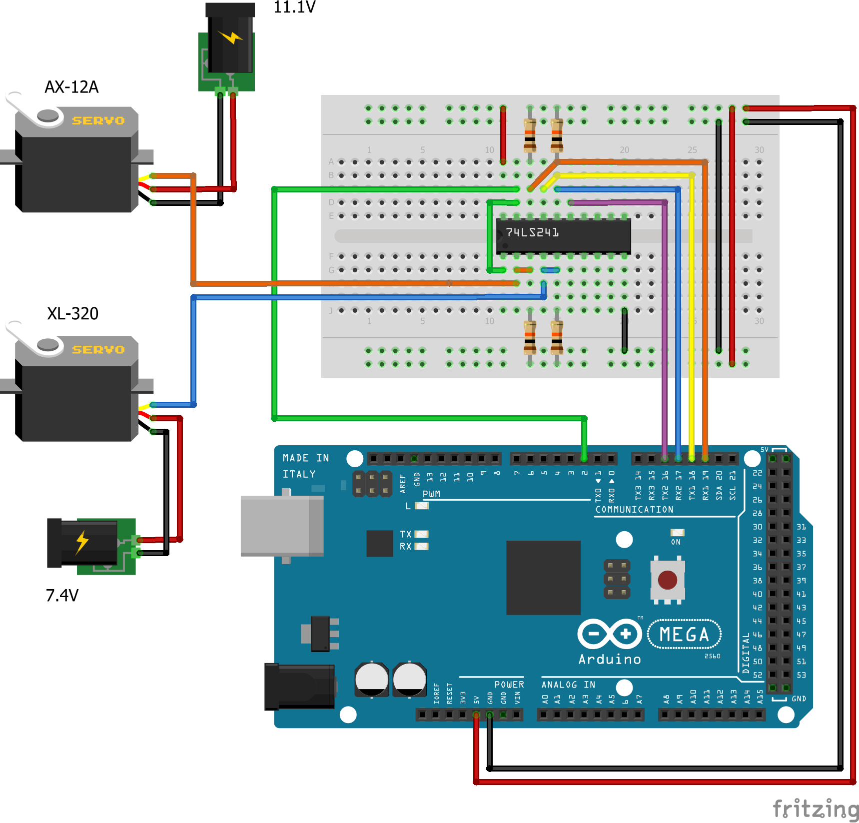 Breadboard diagram of hardware