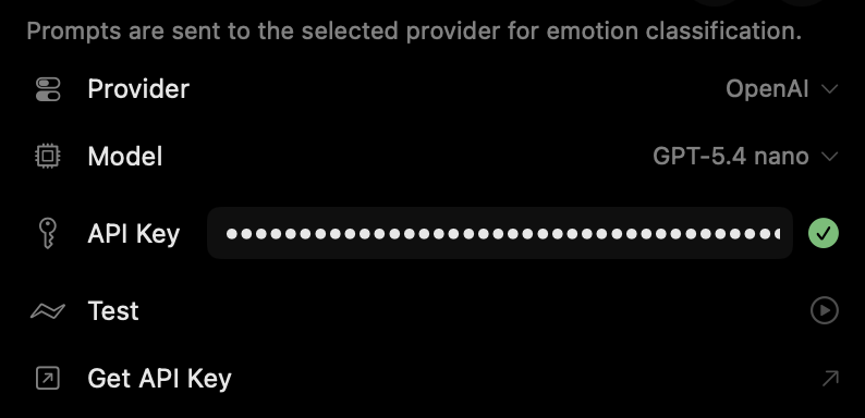 Emotion analysis settings