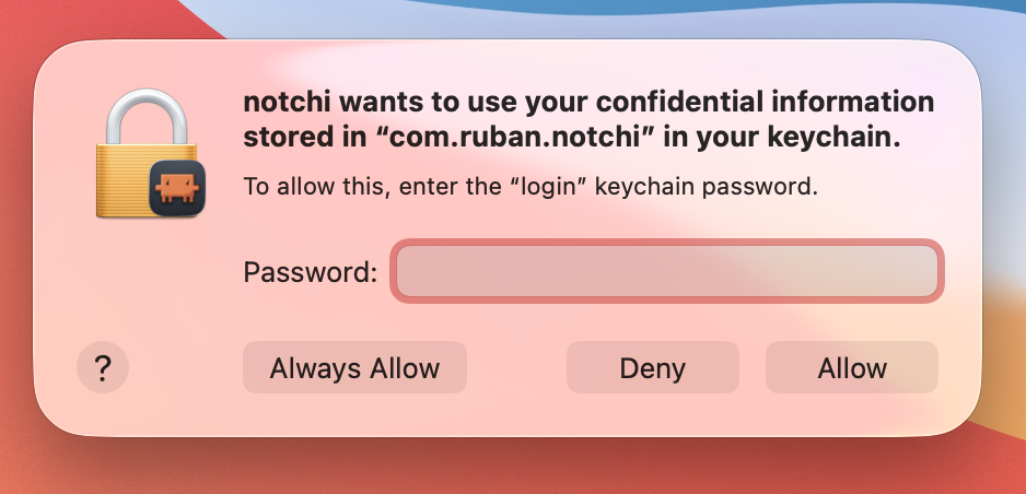 Keychain access popup