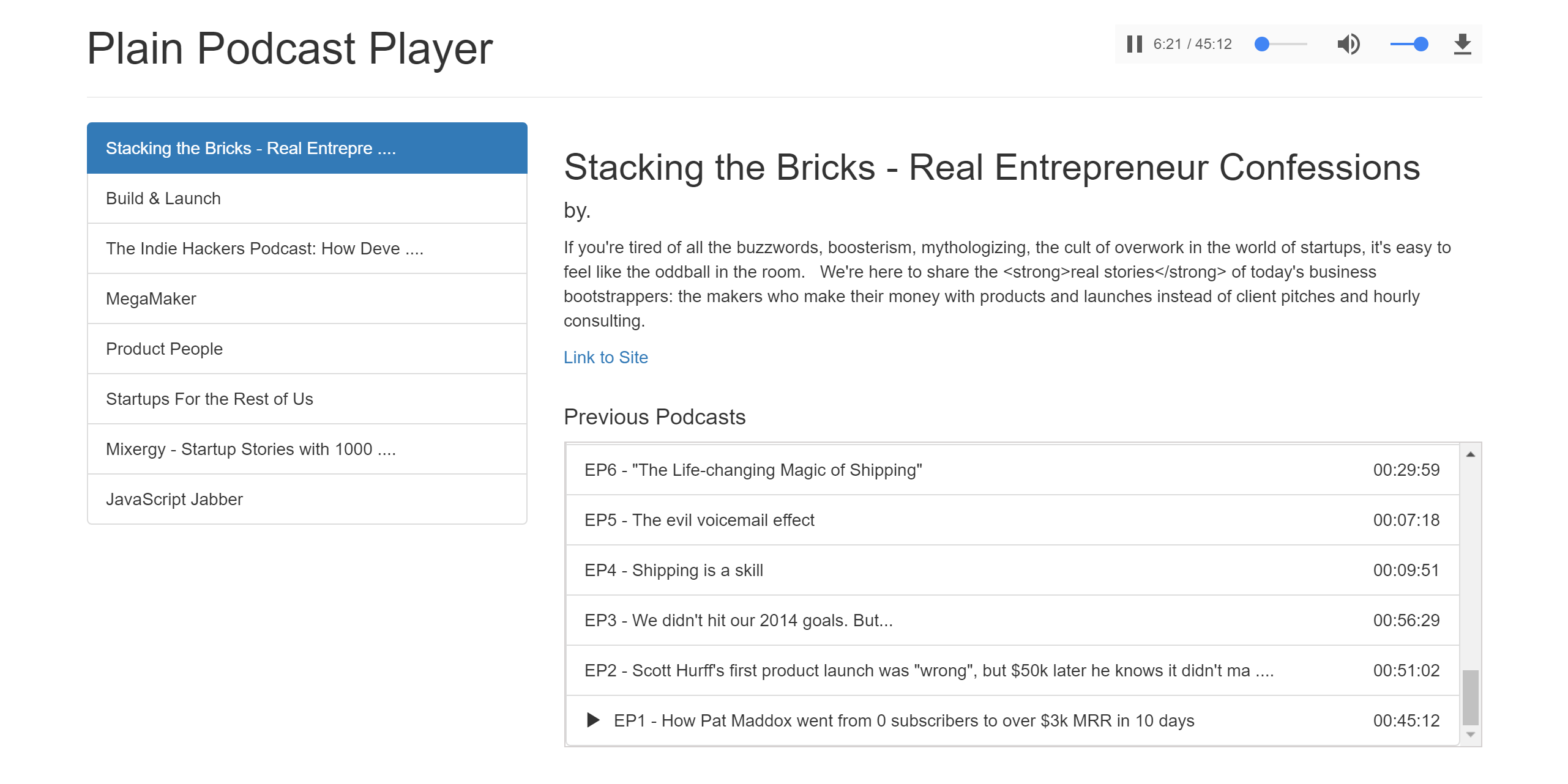 Screen-shot of Plain Podcast Player Screen-shot of Plain Podcast Player