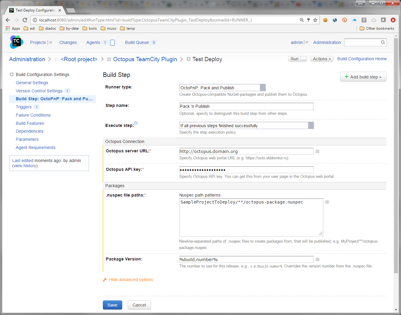 Build runner configuration sample