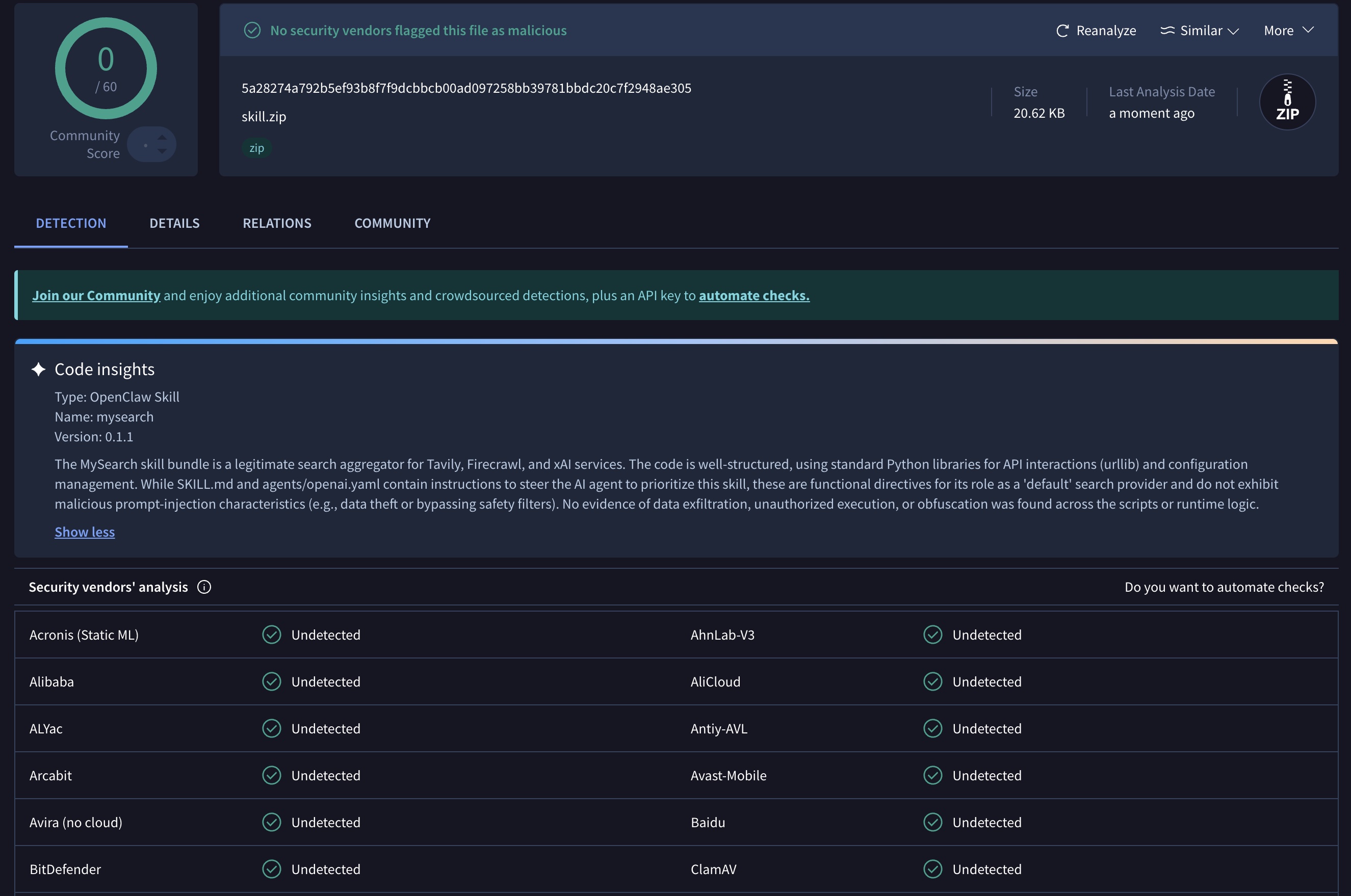 MySearch Skill Security Scan